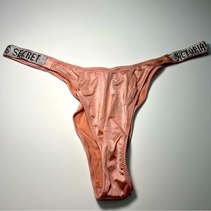Victoria’s Secret Brazilian cut rhinestones strap panty, size Large, color nude